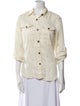 Étoile Isabel Marant Linen Three-Quarter Sleeve Button-Up Top
