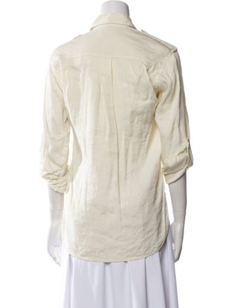 Étoile Isabel Marant Linen Three-Quarter Sleeve Button-Up Top