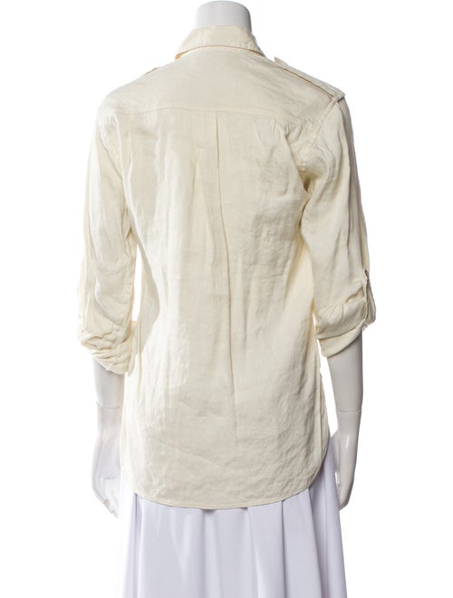 Étoile Isabel Marant Linen Three-Quarter Sleeve Button-Up Top