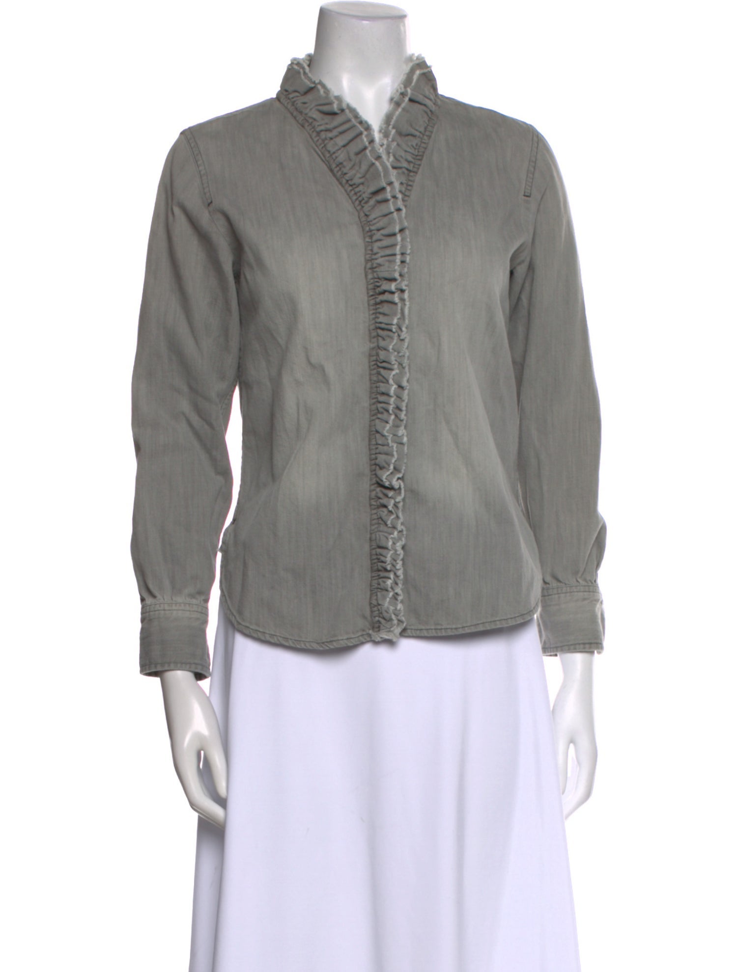 Étoile Isabel Marant Mock Neck Long Sleeve Button-Up Top