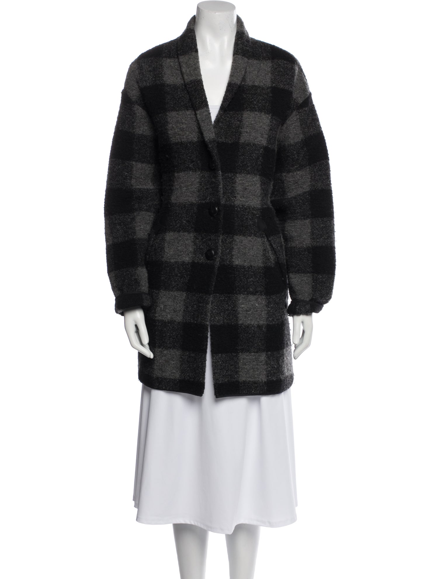 Étoile Isabel Marant Wool Plaid Print Peacoat