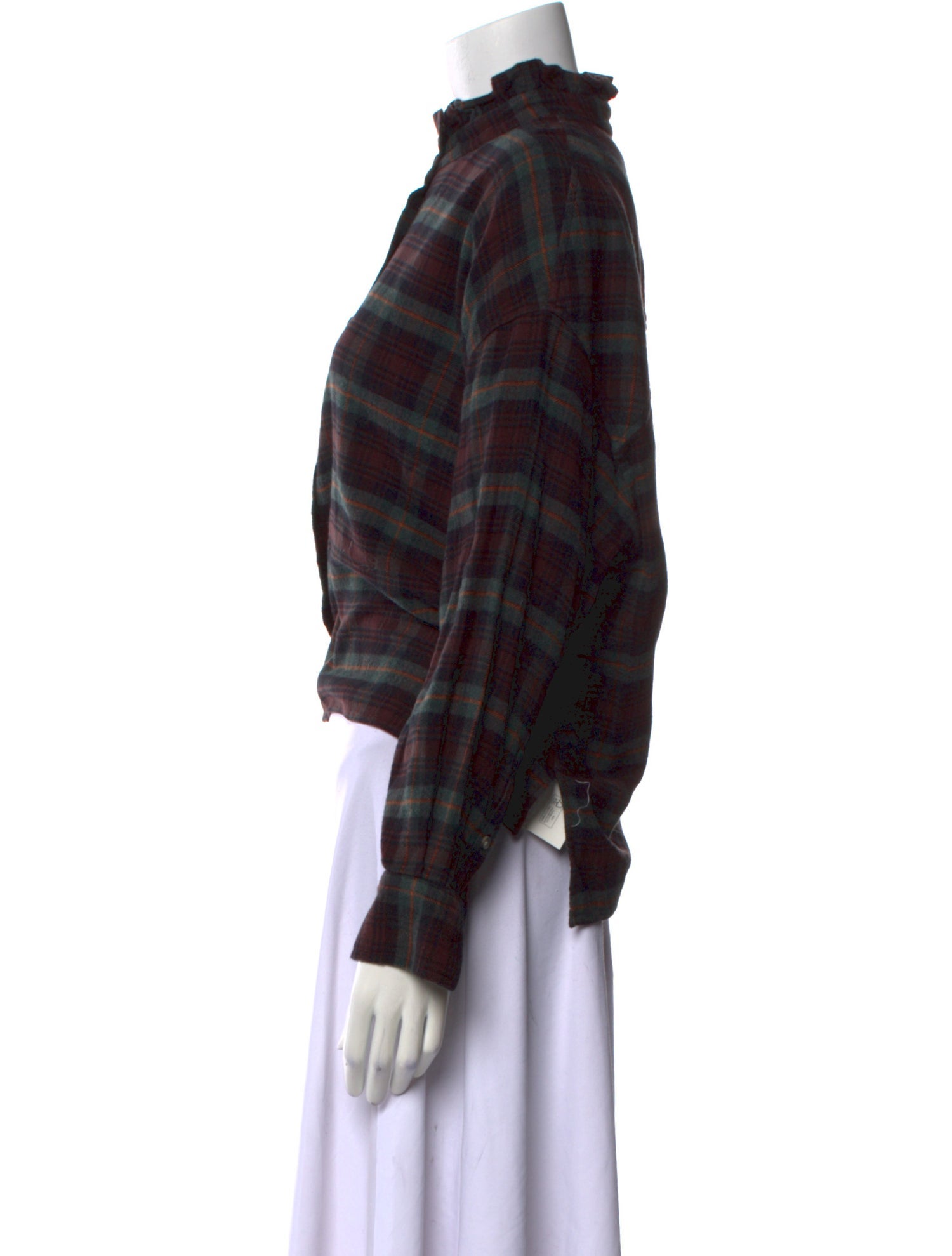 Étoile Isabel Marant Plaid Print Mock Neck Button-Up Top