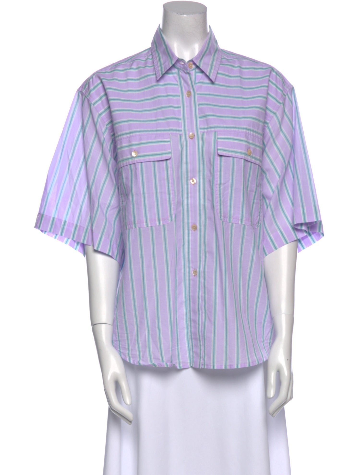 Étoile Isabel Marant Striped Three-Quarter Sleeve Button-Up Top