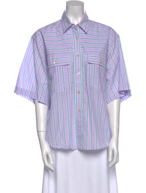 Étoile Isabel Marant Striped Three-Quarter Sleeve Button-Up Top