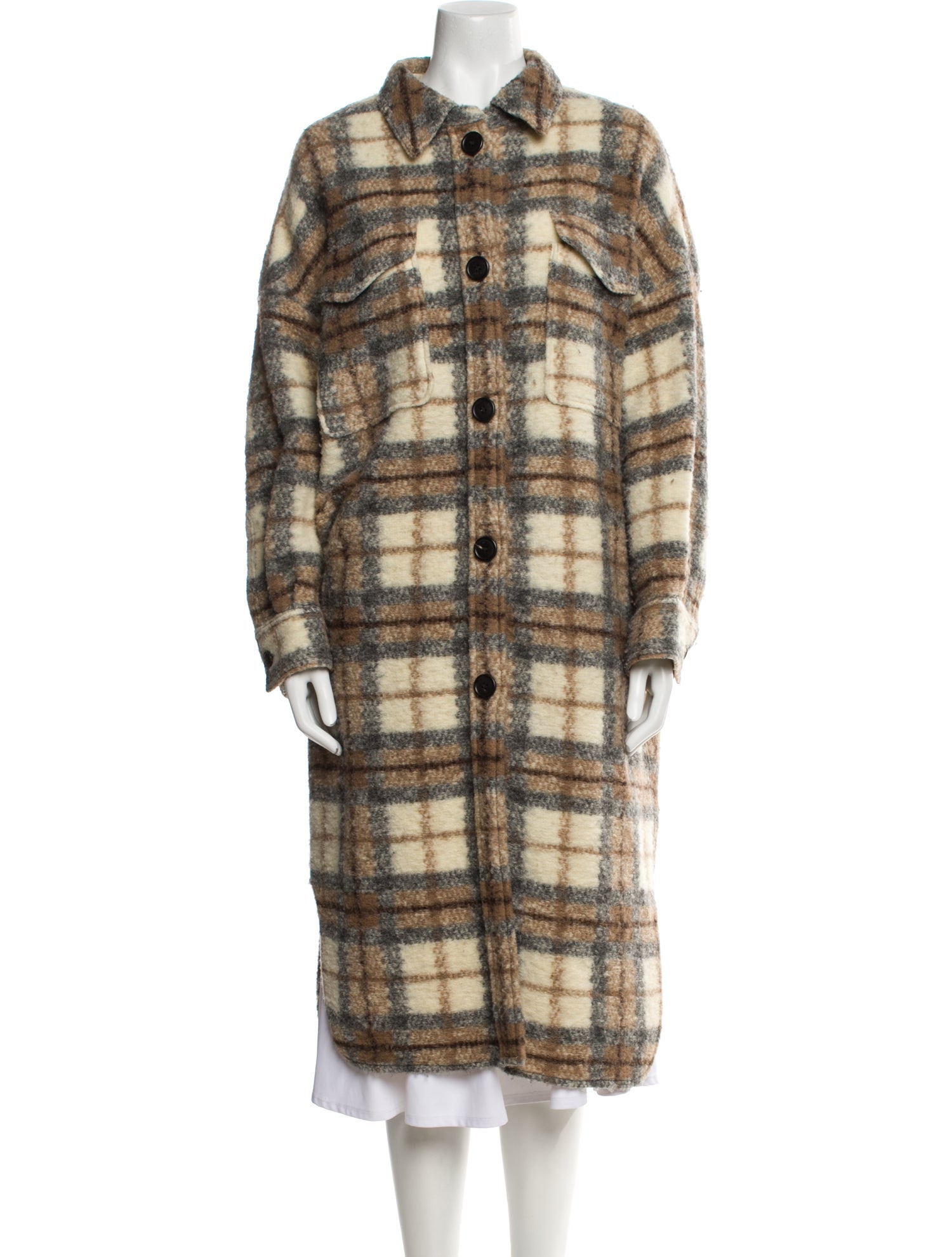 Étoile Isabel Marant Wool Plaid Print Coat