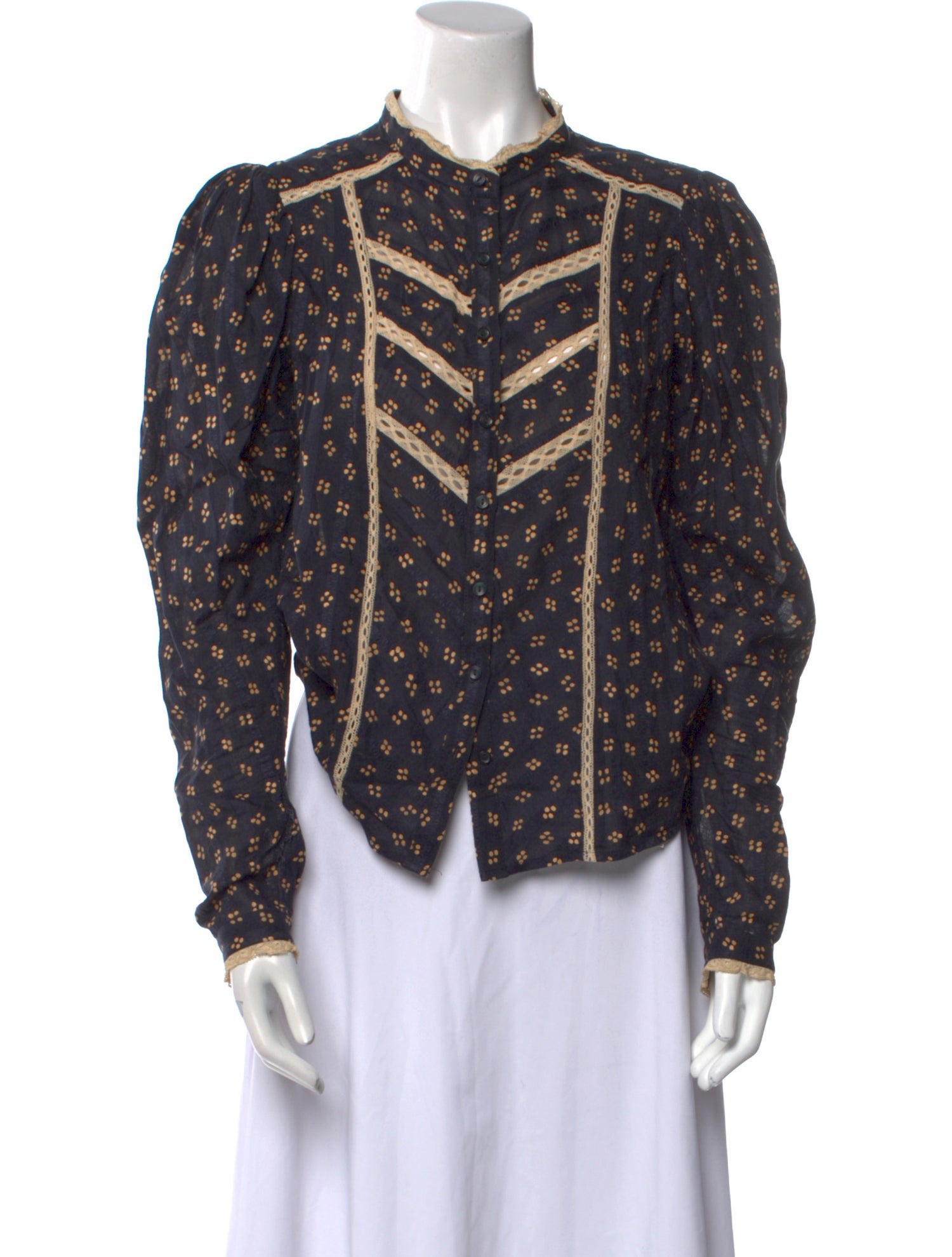 Étoile Isabel Marant Printed Mock Neck Button-Up Top