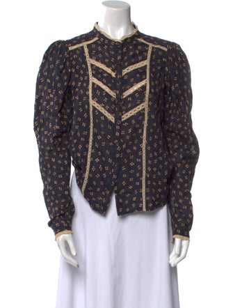 Étoile Isabel Marant Printed Mock Neck Button-Up Top