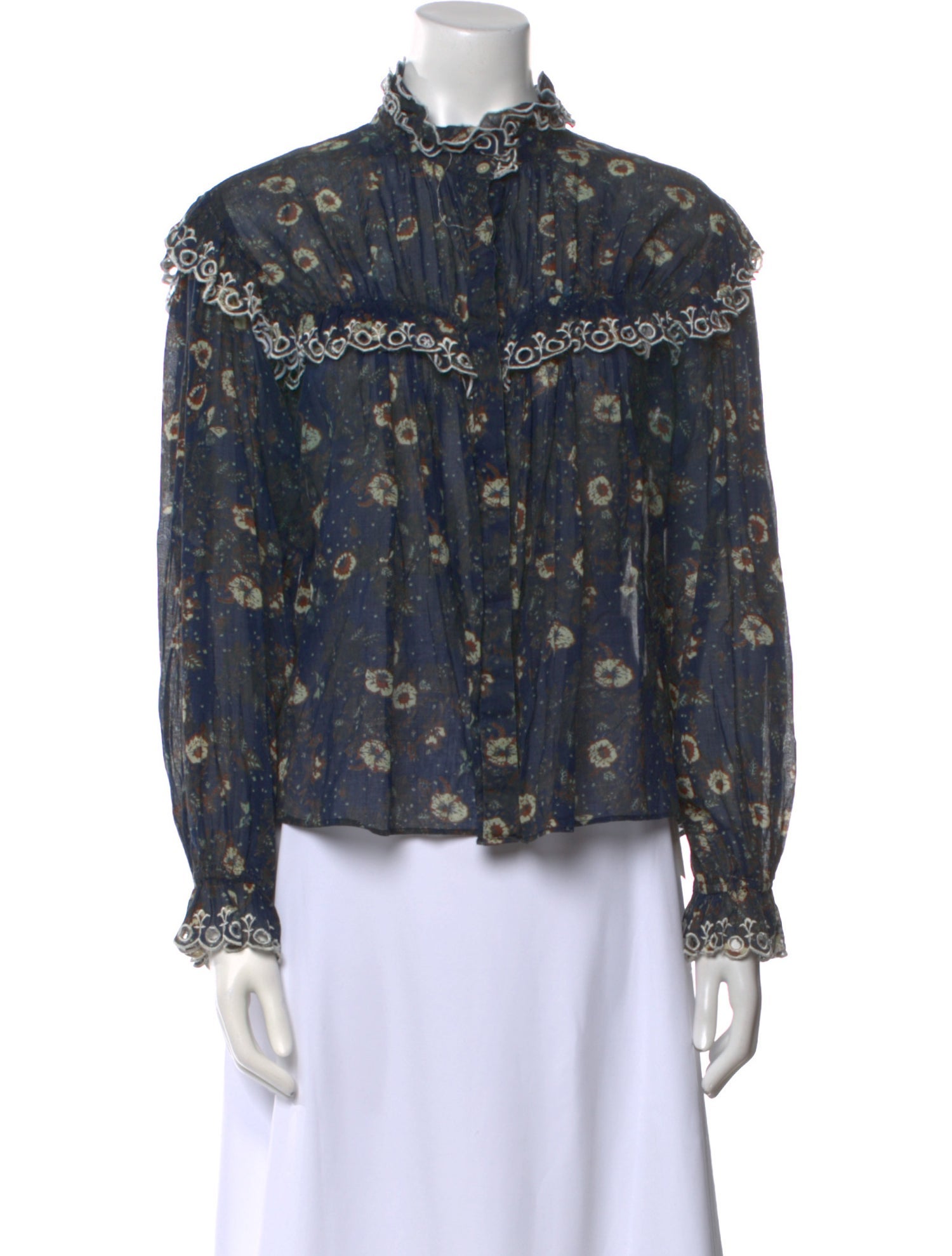 Étoile Isabel Marant Floral Print Mock Neck Blouse