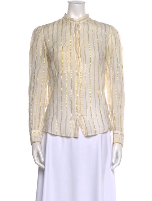 Étoile Isabel Marant Striped Mock Neck Button-Up Top