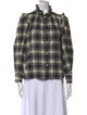 Étoile Isabel Marant Plaid Print Mock Neck Button-Up Top