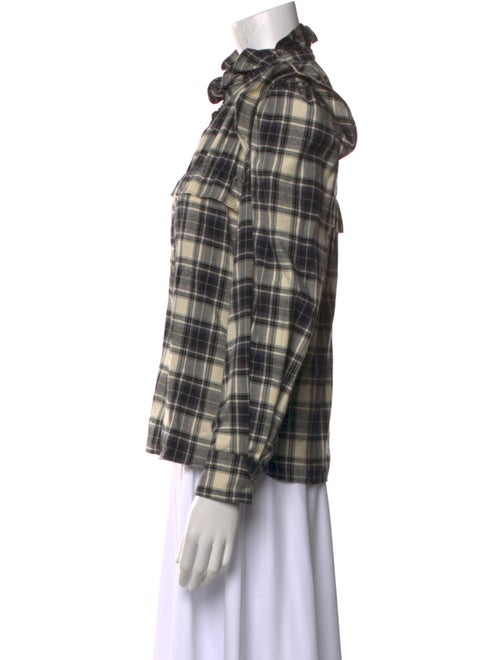 Étoile Isabel Marant Plaid Print Mock Neck Button-Up Top