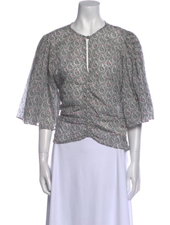 Étoile Isabel Marant Floral Print V-Neck Blouse