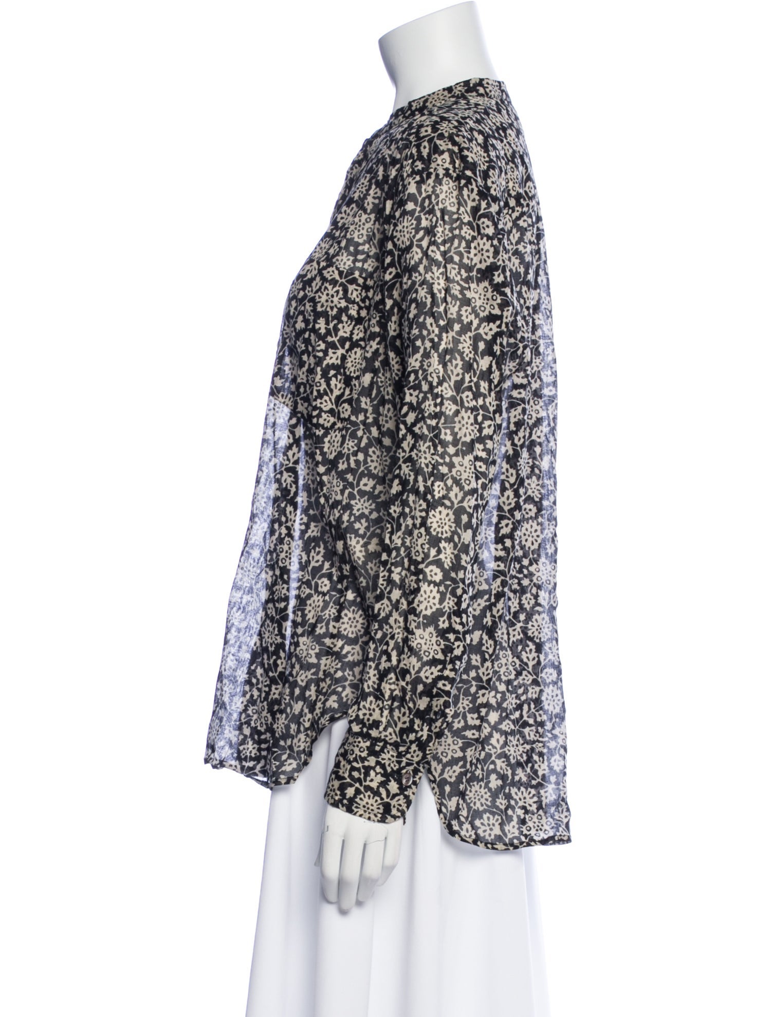 Étoile Isabel Marant Floral Print Mock Neck Button-Up Top