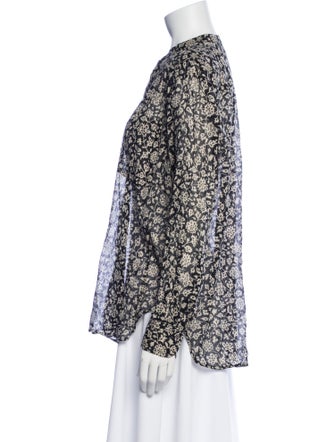 Étoile Isabel Marant Floral Print Mock Neck Button-Up Top
