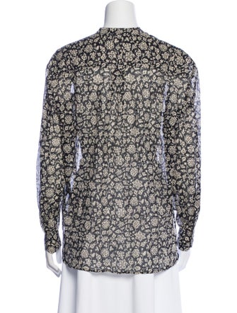 Étoile Isabel Marant Floral Print Mock Neck Button-Up Top
