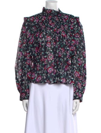 Étoile Isabel Marant Floral Print Mock Neck Blouse