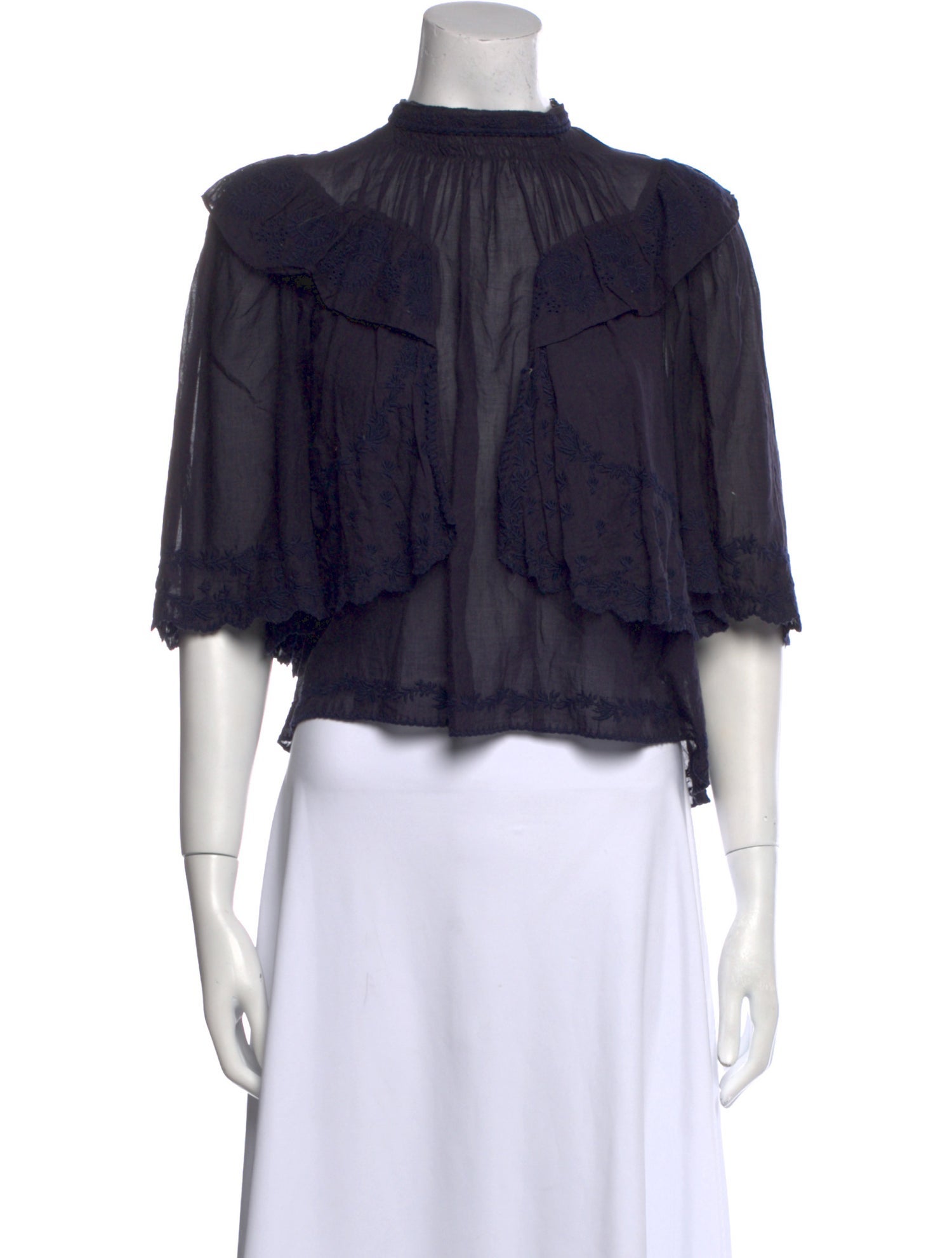 Étoile Isabel Marant Mock Neck Three-Quarter Sleeve Crop Top