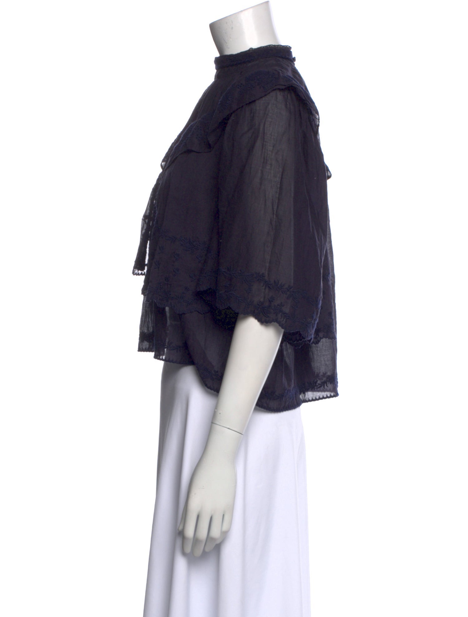 Étoile Isabel Marant Mock Neck Three-Quarter Sleeve Crop Top