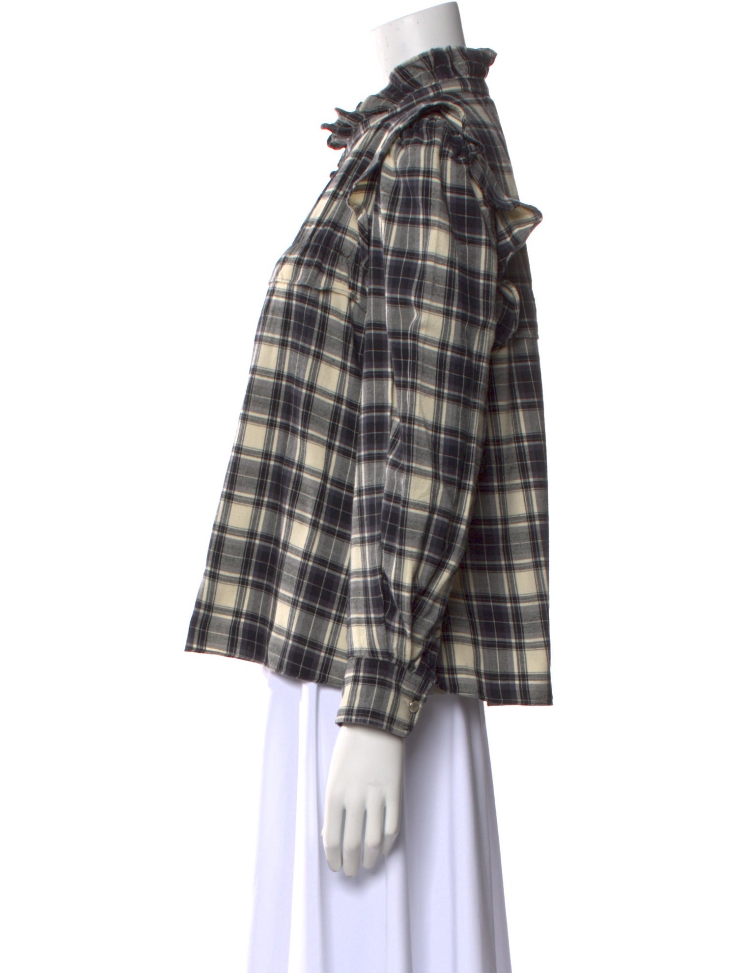 Étoile Isabel Marant Wool Plaid Print Button-Up Top w/ Tags