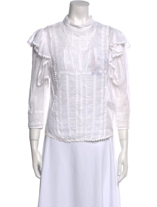 Étoile Isabel Marant Mock Neck Three-Quarter Sleeve Button-Up Top