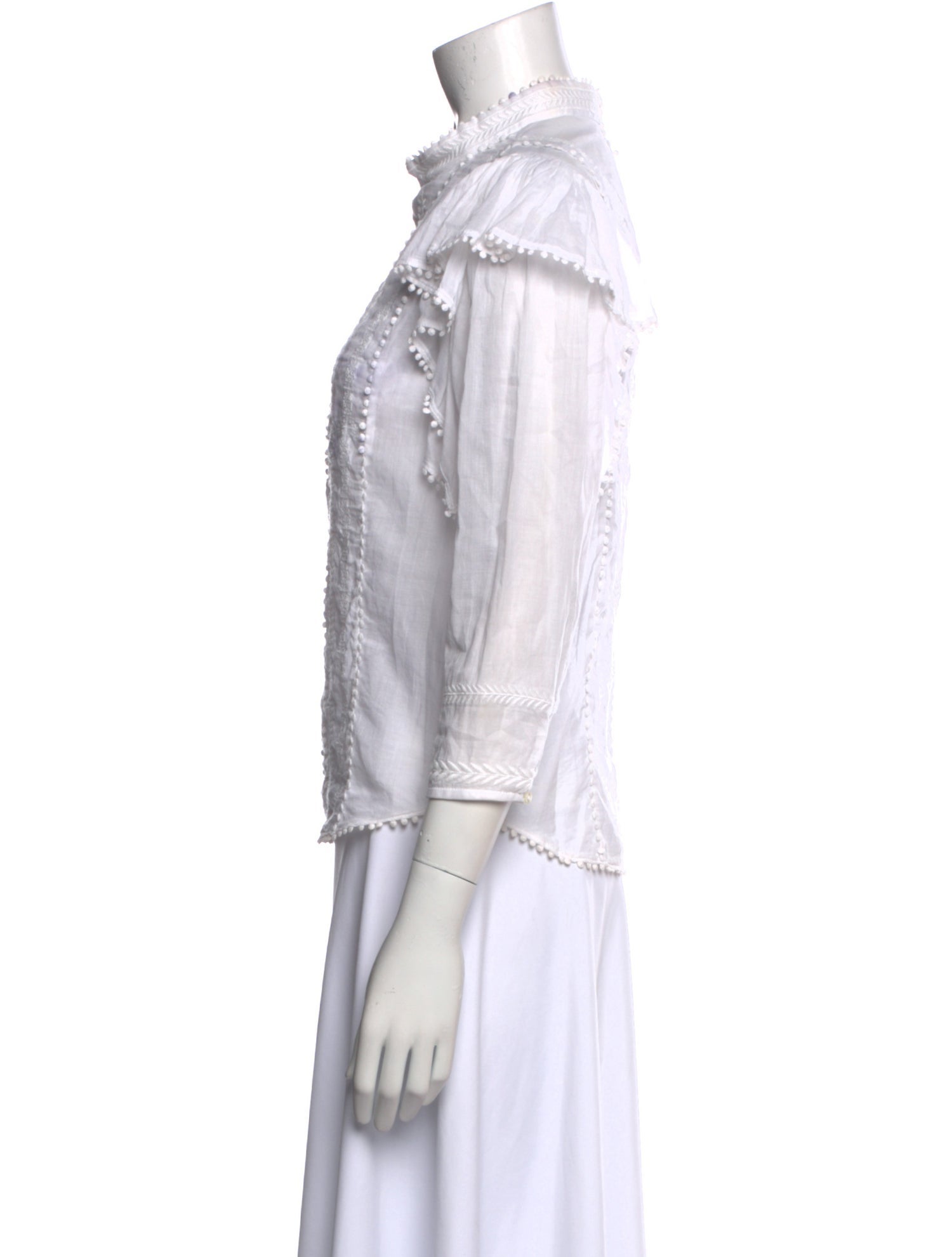 Étoile Isabel Marant Mock Neck Three-Quarter Sleeve Button-Up Top