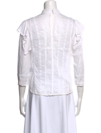 Étoile Isabel Marant Mock Neck Three-Quarter Sleeve Button-Up Top