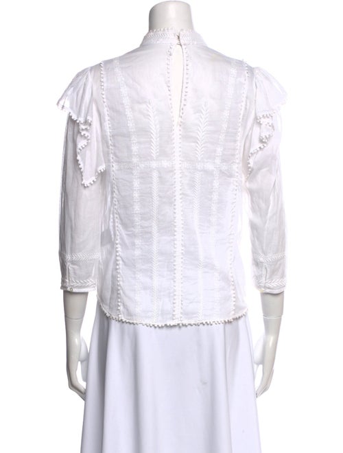 Étoile Isabel Marant Mock Neck Three-Quarter Sleeve Button-Up Top