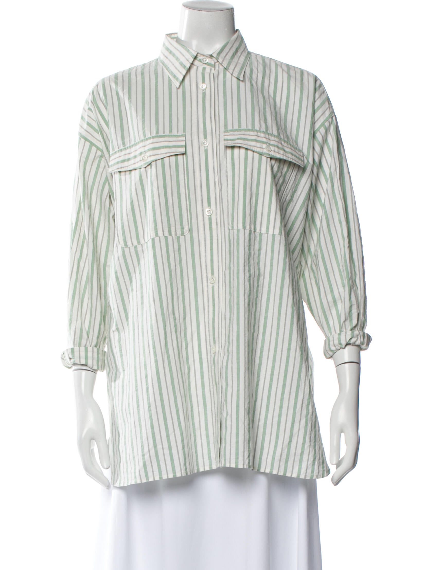 Étoile Isabel Marant Striped Three-Quarter Sleeve Button-Up Top