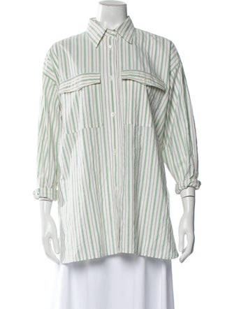 Étoile Isabel Marant Striped Three-Quarter Sleeve Button-Up Top