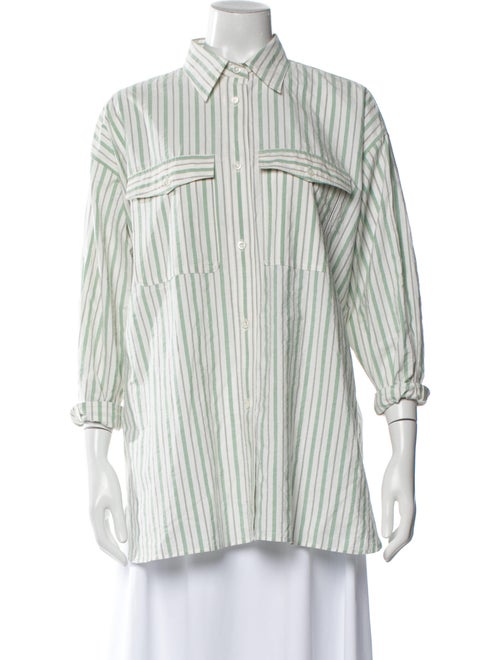 Étoile Isabel Marant Striped Three-Quarter Sleeve Button-Up Top