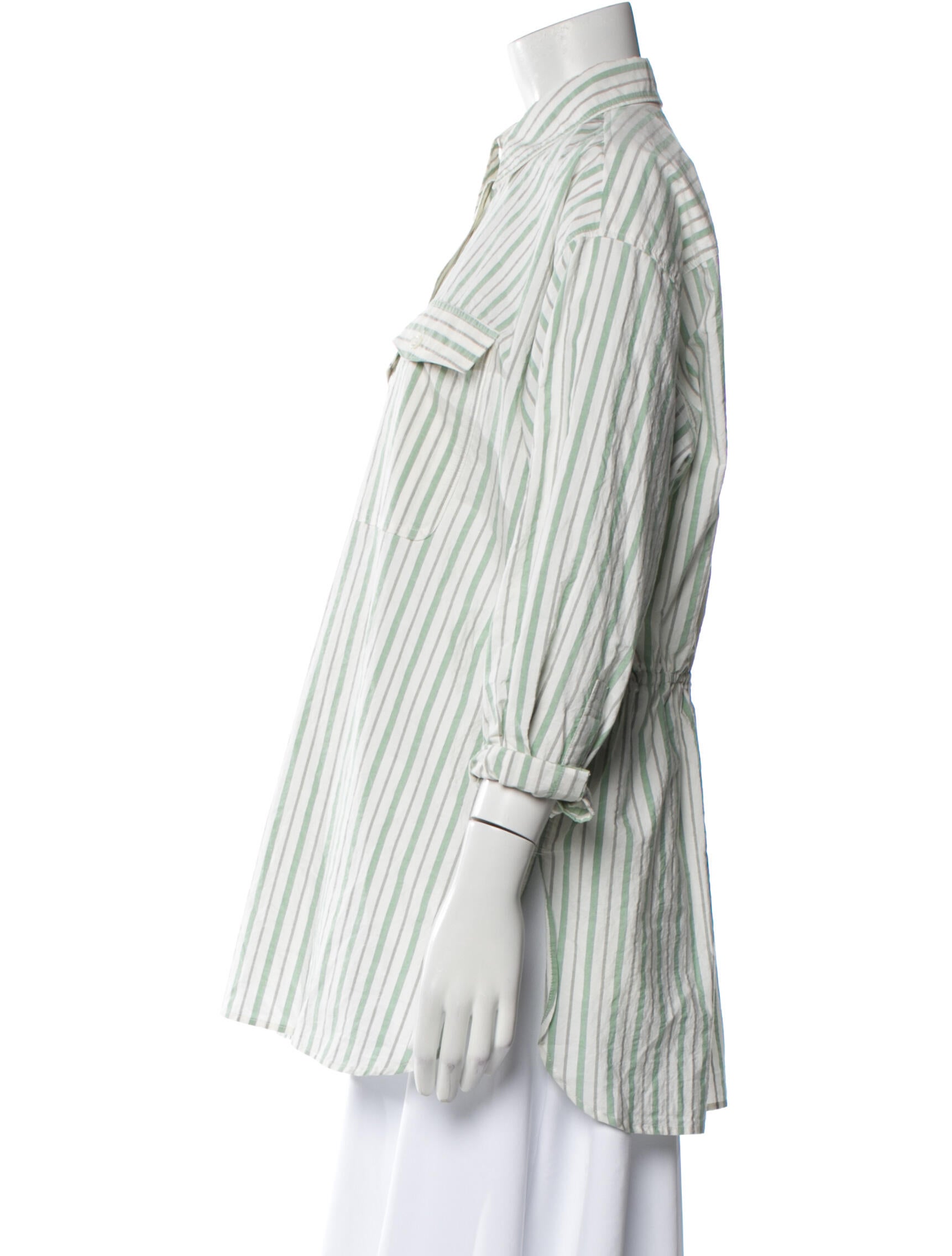 Étoile Isabel Marant Striped Three-Quarter Sleeve Button-Up Top