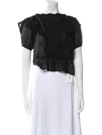 Étoile Isabel Marant Off-The-Shoulder Short Sleeve Crop Top