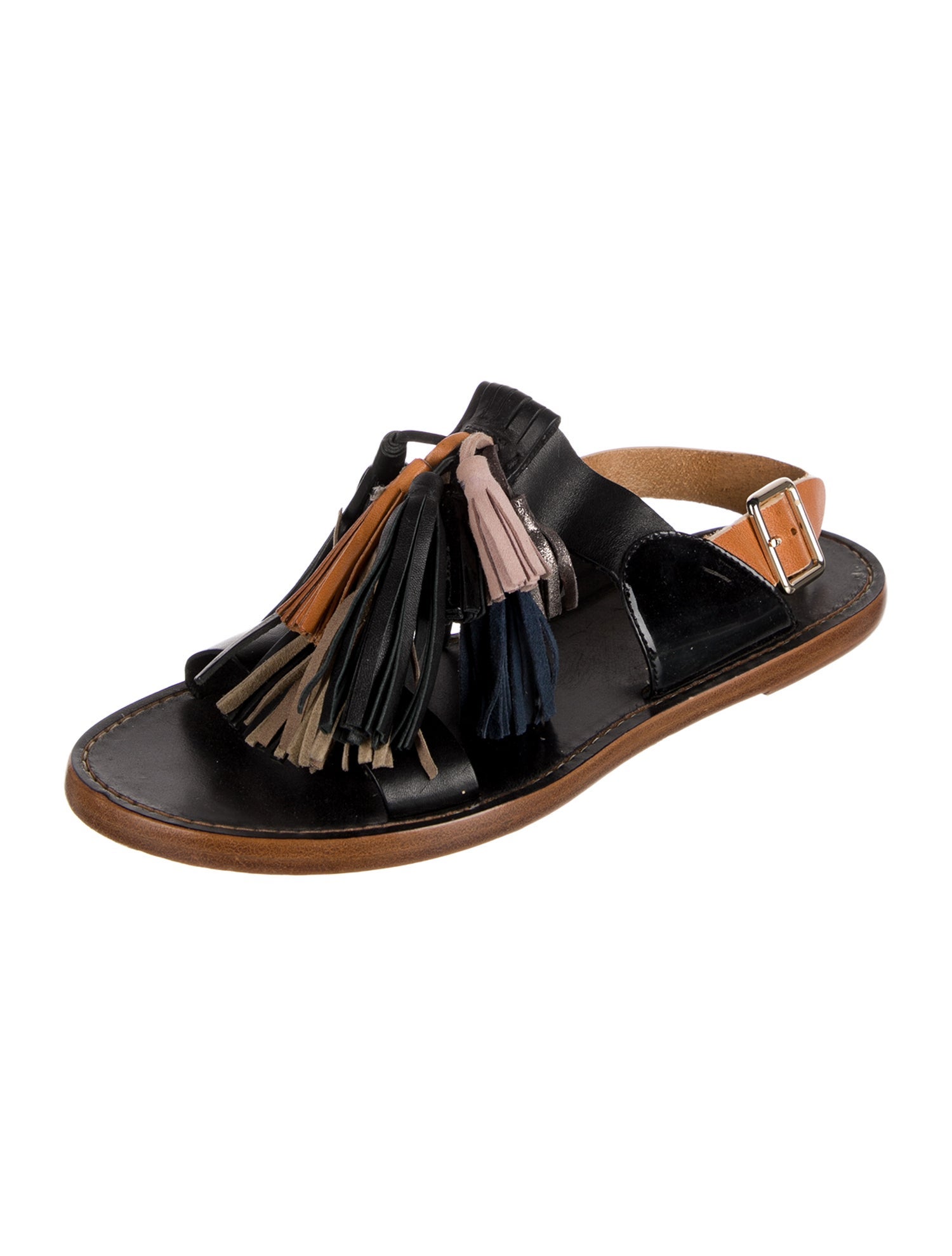 Étoile Isabel Marant Leather Colorblock Pattern Slingback Sandals