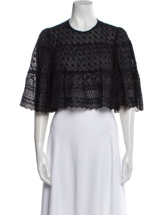 Étoile Isabel Marant Lace Pattern Crew Neck Crop Top