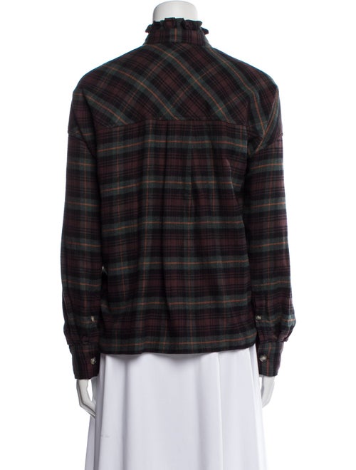 Étoile Isabel Marant Plaid Print Mock Neck Button-Up Top