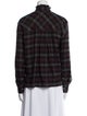 Étoile Isabel Marant Plaid Print Mock Neck Button-Up Top