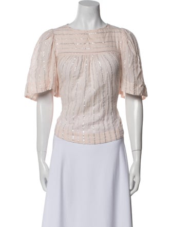 Étoile Isabel Marant Bateau Neckline Short Sleeve Crop Top