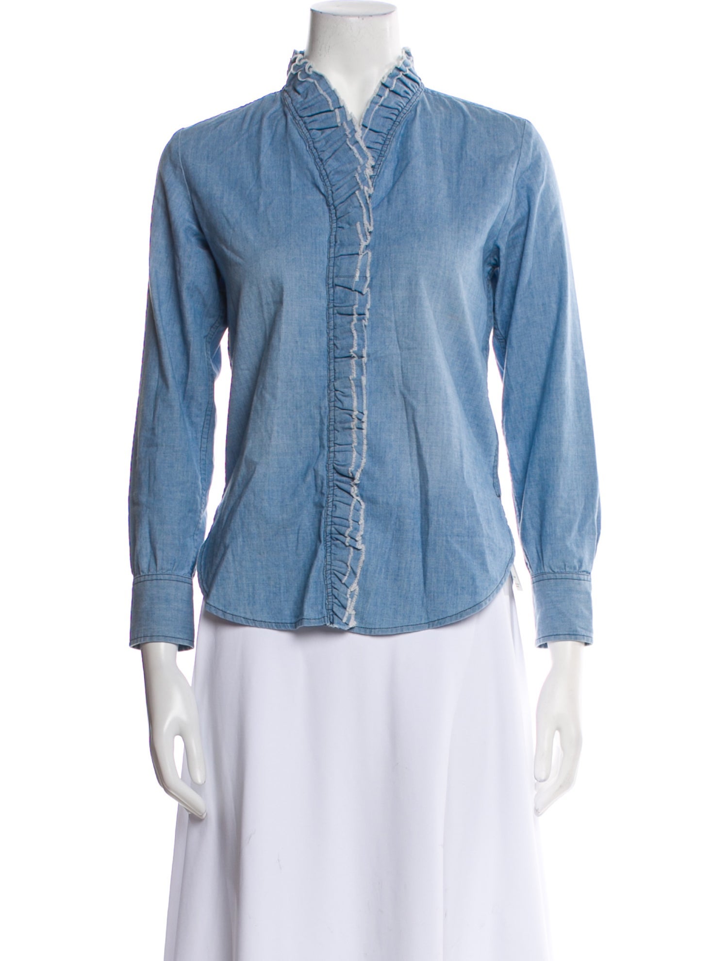 Étoile Isabel Marant V-Neck Long Sleeve Button-Up Top