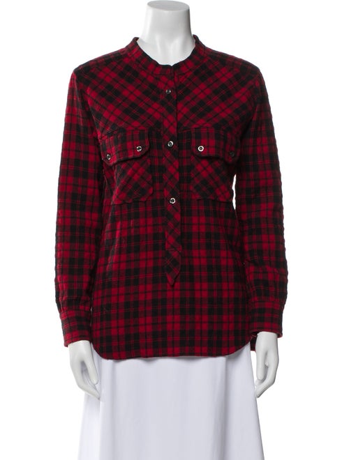 Étoile Isabel Marant Virgin Wool Plaid Print Button-Up Top