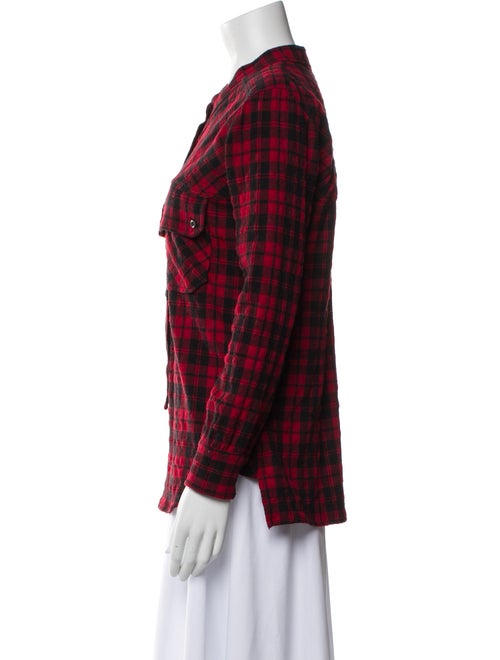 Étoile Isabel Marant Virgin Wool Plaid Print Button-Up Top