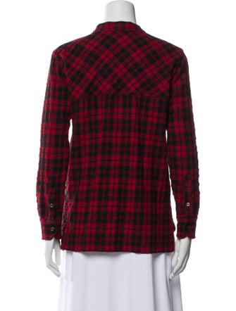 Étoile Isabel Marant Virgin Wool Plaid Print Button-Up Top