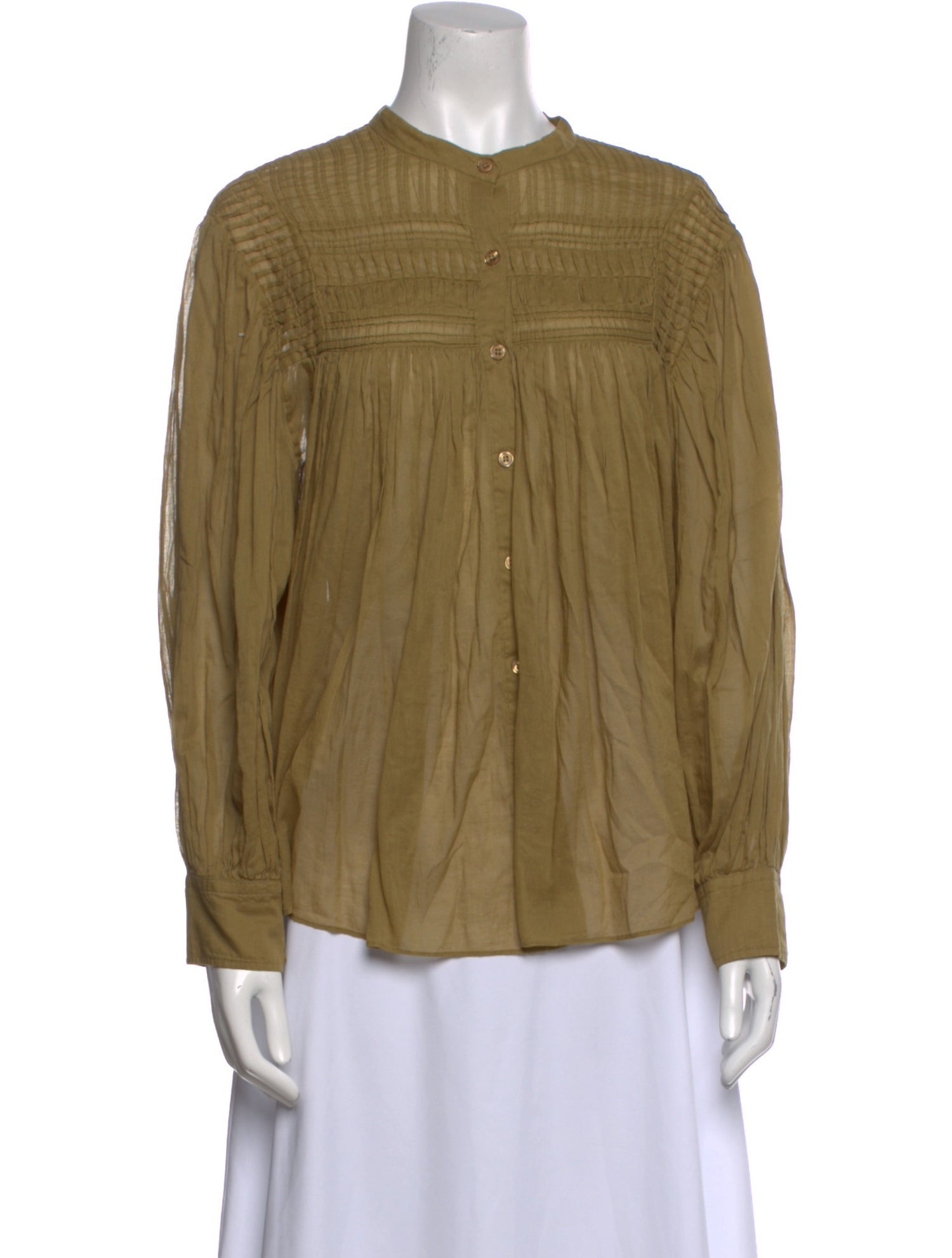 Étoile Isabel Marant Mock Neck Long Sleeve Button-Up Top