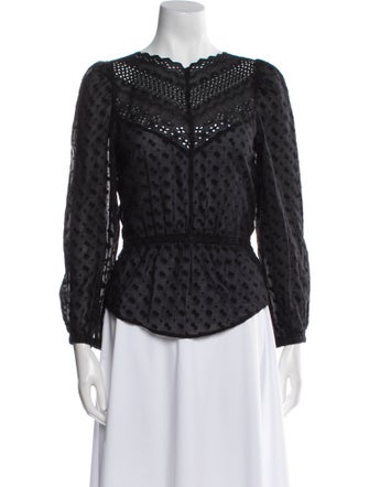 Étoile Isabel Marant Polka Dot Print Bateau Neckline Blouse