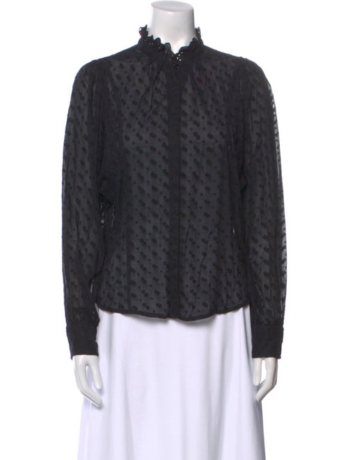 Étoile Isabel Marant Polka Dot Print Mock Neck Button-Up Top