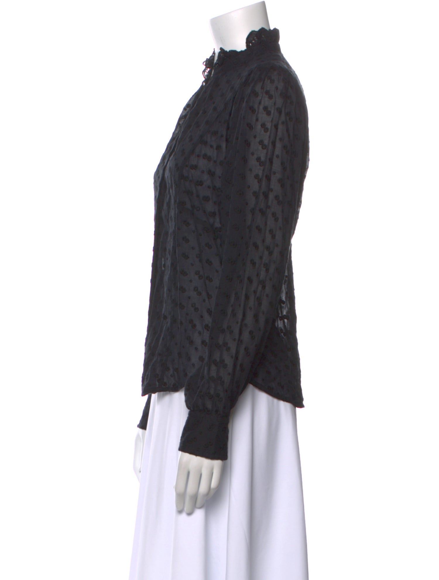 Étoile Isabel Marant Polka Dot Print Mock Neck Button-Up Top