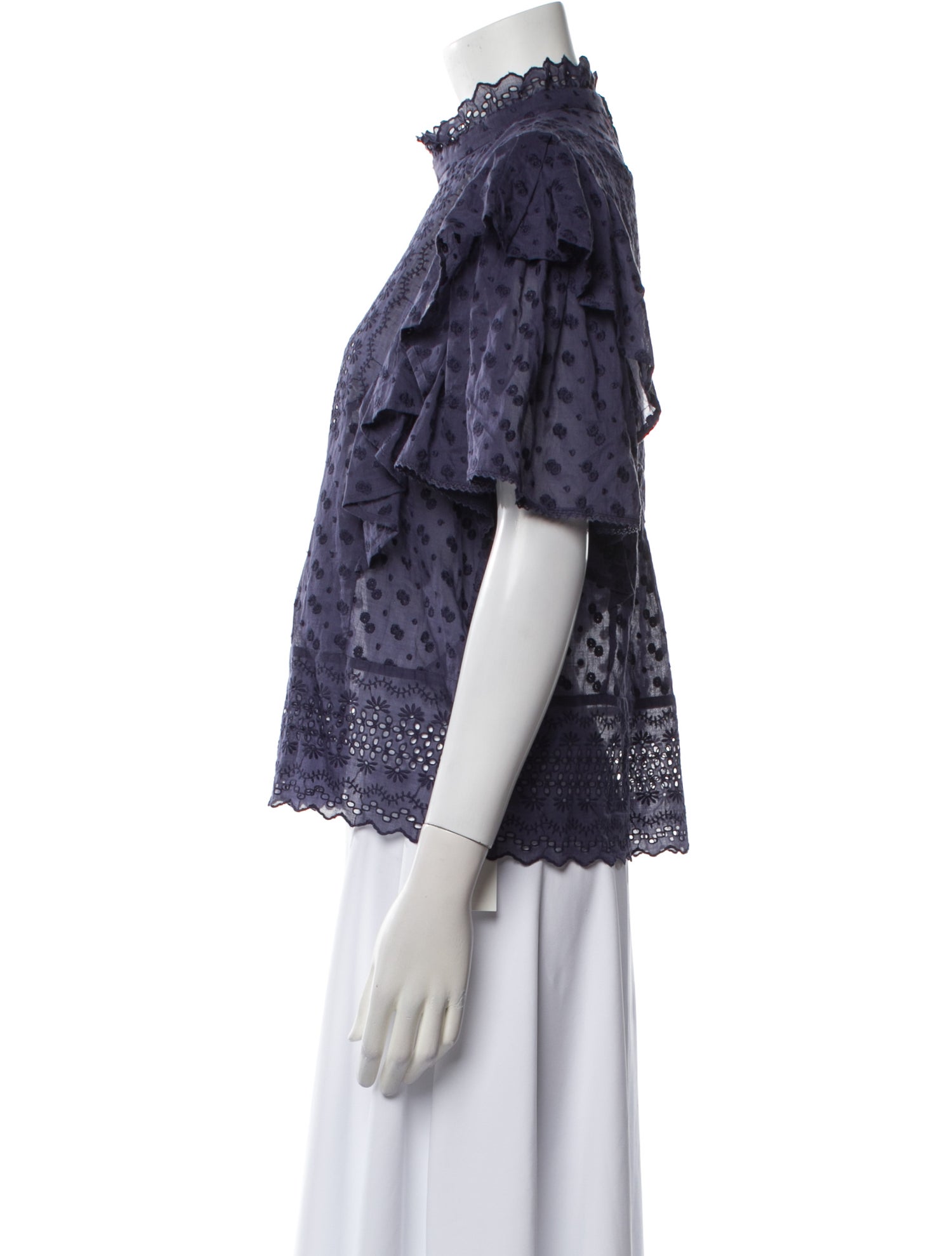 Étoile Isabel Marant Lace Pattern Mock Neck Blouse