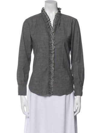 Étoile Isabel Marant V-Neck Long Sleeve Button-Up Top