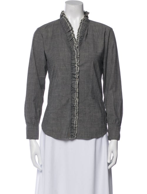 Étoile Isabel Marant V-Neck Long Sleeve Button-Up Top