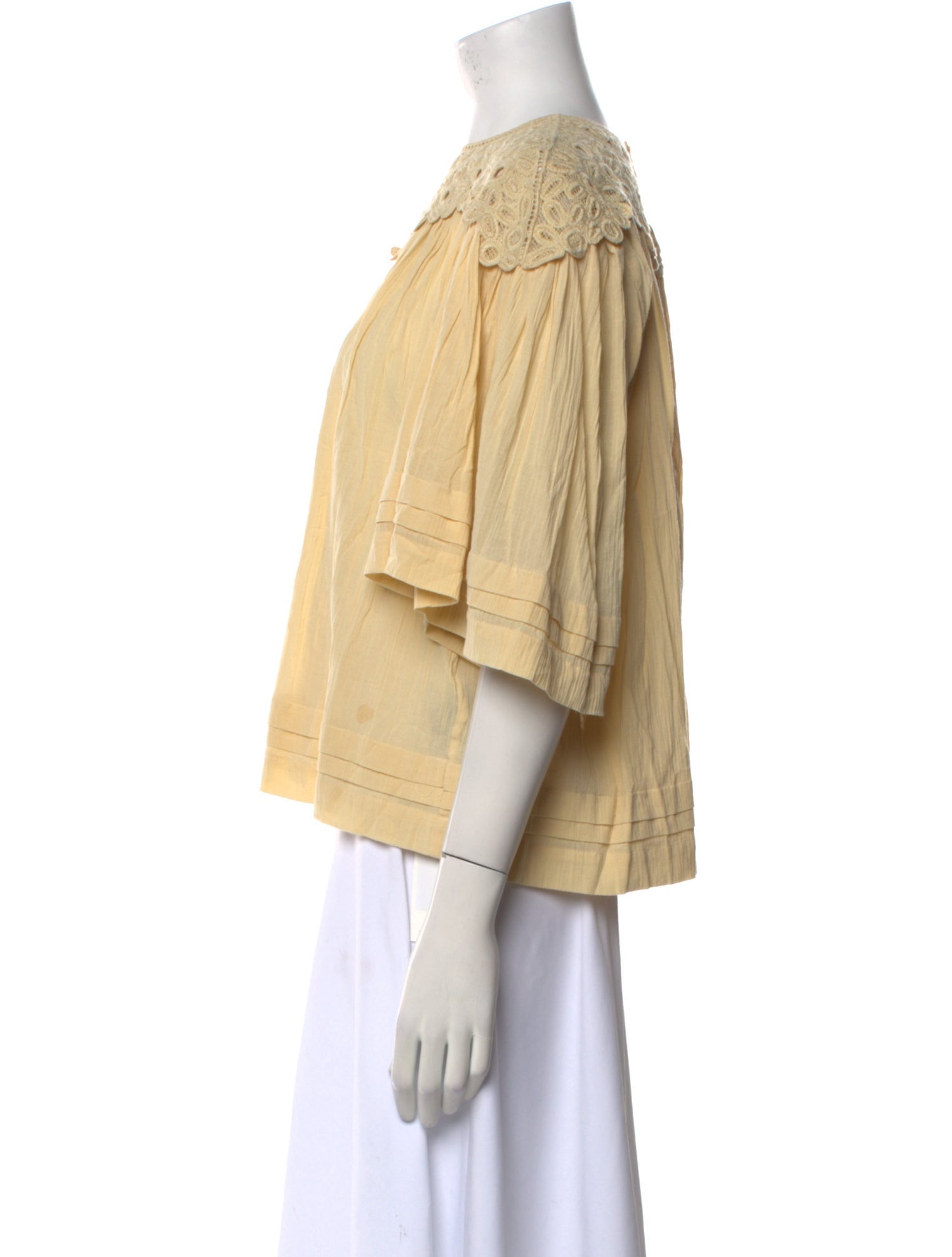 Étoile Isabel Marant Bateau Neckline Three-Quarter Sleeve Crop Top