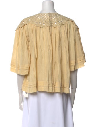 Étoile Isabel Marant Bateau Neckline Three-Quarter Sleeve Crop Top